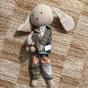 Charming Plaid Bunny Stuffed Animal with Tan Ears